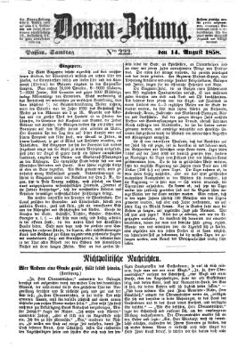 Donau-Zeitung Samstag 14. August 1858