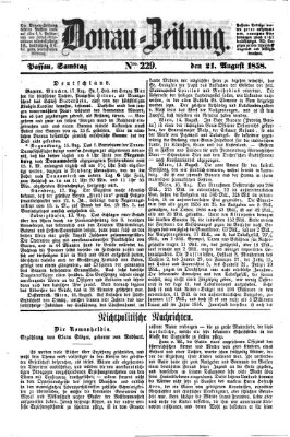 Donau-Zeitung Samstag 21. August 1858