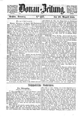 Donau-Zeitung Sonntag 29. August 1858