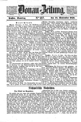 Donau-Zeitung Samstag 18. September 1858