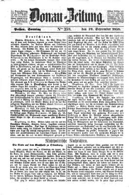 Donau-Zeitung Sonntag 19. September 1858