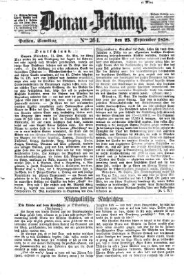 Donau-Zeitung Samstag 25. September 1858