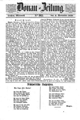 Donau-Zeitung Mittwoch 3. November 1858