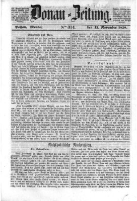 Donau-Zeitung Montag 15. November 1858