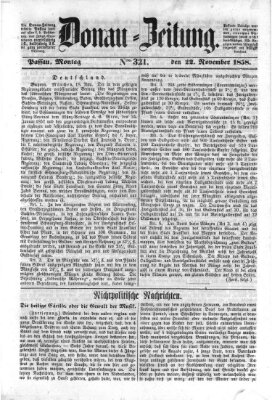 Donau-Zeitung Montag 22. November 1858