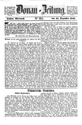 Donau-Zeitung Mittwoch 22. Dezember 1858