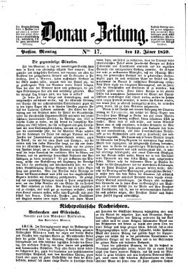 Donau-Zeitung Montag 17. Januar 1859