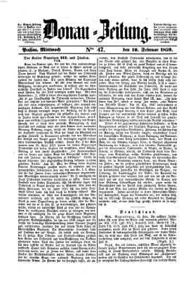 Donau-Zeitung Mittwoch 16. Februar 1859