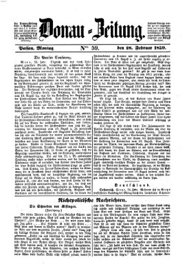 Donau-Zeitung Montag 28. Februar 1859