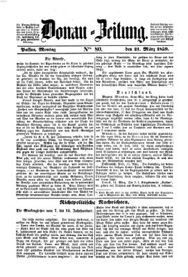 Donau-Zeitung Montag 21. März 1859