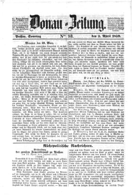 Donau-Zeitung Sonntag 3. April 1859