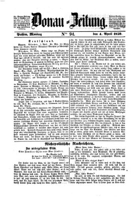 Donau-Zeitung Montag 4. April 1859