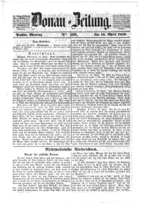 Donau-Zeitung Monday 18. April 1859