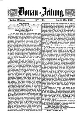 Donau-Zeitung Montag 2. Mai 1859