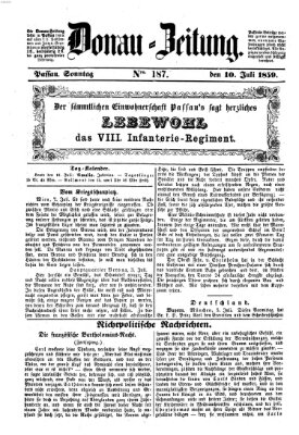 Donau-Zeitung Sonntag 10. Juli 1859