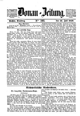 Donau-Zeitung Samstag 16. Juli 1859