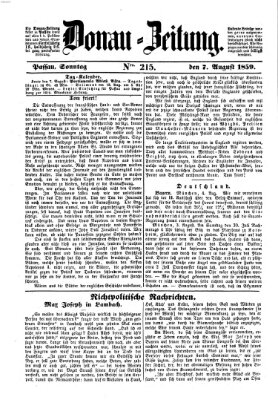 Donau-Zeitung Sonntag 7. August 1859