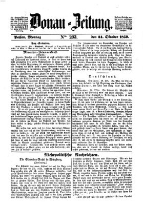 Donau-Zeitung Montag 24. Oktober 1859