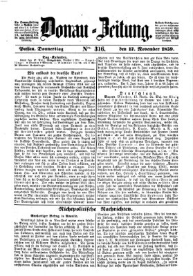 Donau-Zeitung Donnerstag 17. November 1859