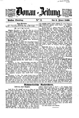 Donau-Zeitung Dienstag 3. Januar 1860