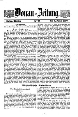 Donau-Zeitung Montag 9. Januar 1860