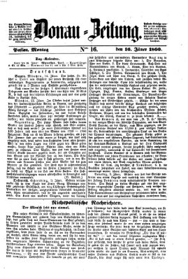 Donau-Zeitung Montag 16. Januar 1860