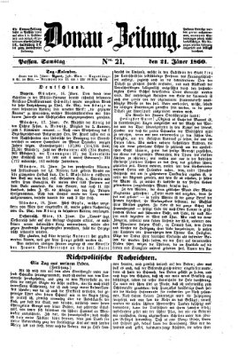 Donau-Zeitung Samstag 21. Januar 1860