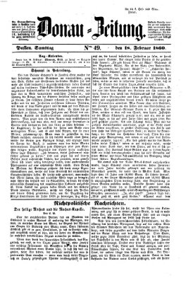 Donau-Zeitung Samstag 18. Februar 1860