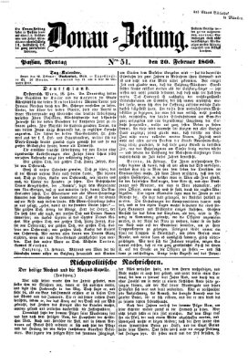 Donau-Zeitung Montag 20. Februar 1860