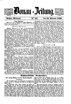 Donau-Zeitung Mittwoch 22. Februar 1860