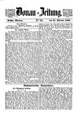 Donau-Zeitung Montag 27. Februar 1860