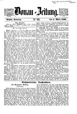 Donau-Zeitung Samstag 3. März 1860