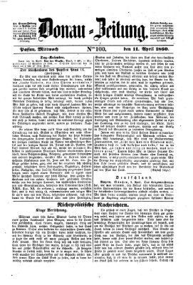 Donau-Zeitung Mittwoch 11. April 1860