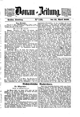 Donau-Zeitung Samstag 21. April 1860