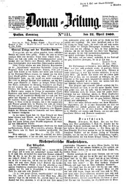 Donau-Zeitung Sonntag 22. April 1860