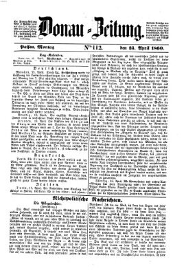 Donau-Zeitung Montag 23. April 1860