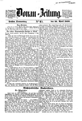 Donau-Zeitung Donnerstag 26. April 1860