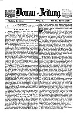 Donau-Zeitung Sonntag 29. April 1860