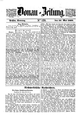 Donau-Zeitung Sonntag 20. Mai 1860