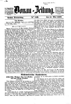 Donau-Zeitung Donnerstag 31. Mai 1860