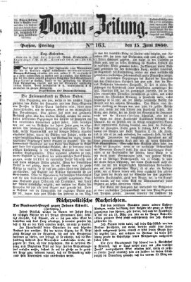 Donau-Zeitung Freitag 15. Juni 1860