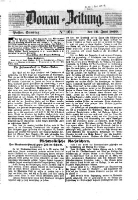 Donau-Zeitung Samstag 16. Juni 1860