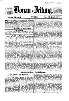 Donau-Zeitung Mittwoch 20. Juni 1860