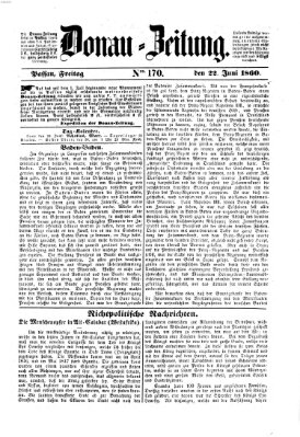 Donau-Zeitung Freitag 22. Juni 1860