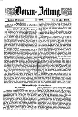 Donau-Zeitung Mittwoch 18. Juli 1860