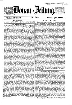 Donau-Zeitung Mittwoch 25. Juli 1860