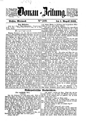 Donau-Zeitung Mittwoch 1. August 1860