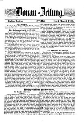 Donau-Zeitung Freitag 3. August 1860