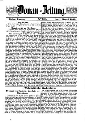 Donau-Zeitung Dienstag 7. August 1860