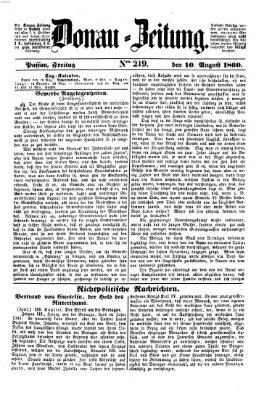 Donau-Zeitung Freitag 10. August 1860